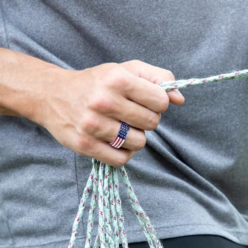 Egnaro Silicone Wedding Rings for Men, Breathable Printed Design Rubber Engagement Bands with Air Flow Grooves 8mm Wide 2mm Thick3