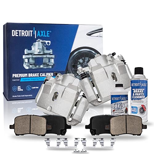 Image of Detroit Axle - Front Brake Kit for 04-05 09-12 Chevy Malibu, 06-10 Pontiac G6 07-09 Saturn Aura, Disc Brakes Calipers Ceramic Brake Pads Replacement