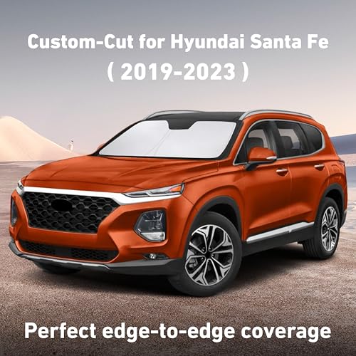 Image of EcoNour Windshield Sunshade Compatible for Hyundai Santafe 2019-2021 2022 2023, Sun Visor for Front Windshield & Window Sun Shade Cover, UV Heat Blocker & Protector, Car Accessories