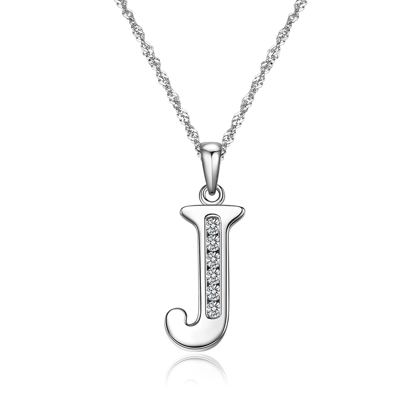 Gemschest'Gemschest Graduation Gifts Initial Necklace S925 Sterling Silver Jewelry Cubic Zirconia Letter Alphabet Phase Pendant Necklace Mother Day for Mom Women Ladies Teen 18'' Chain'
