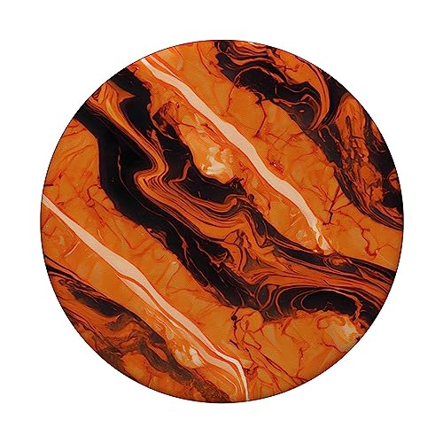 Abstract Orange Pattern #014 PopSockets Swappable PopGrip, Black - Image 3
