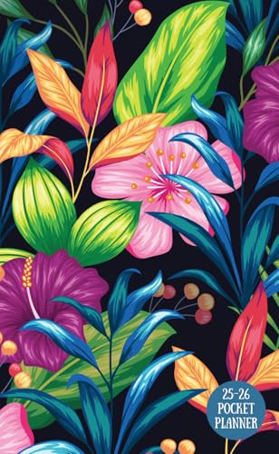'25-'26 Pocket Planner: 2-Year Monthly Mini Calendar Book for Purse (Tropical Flowers) image 2