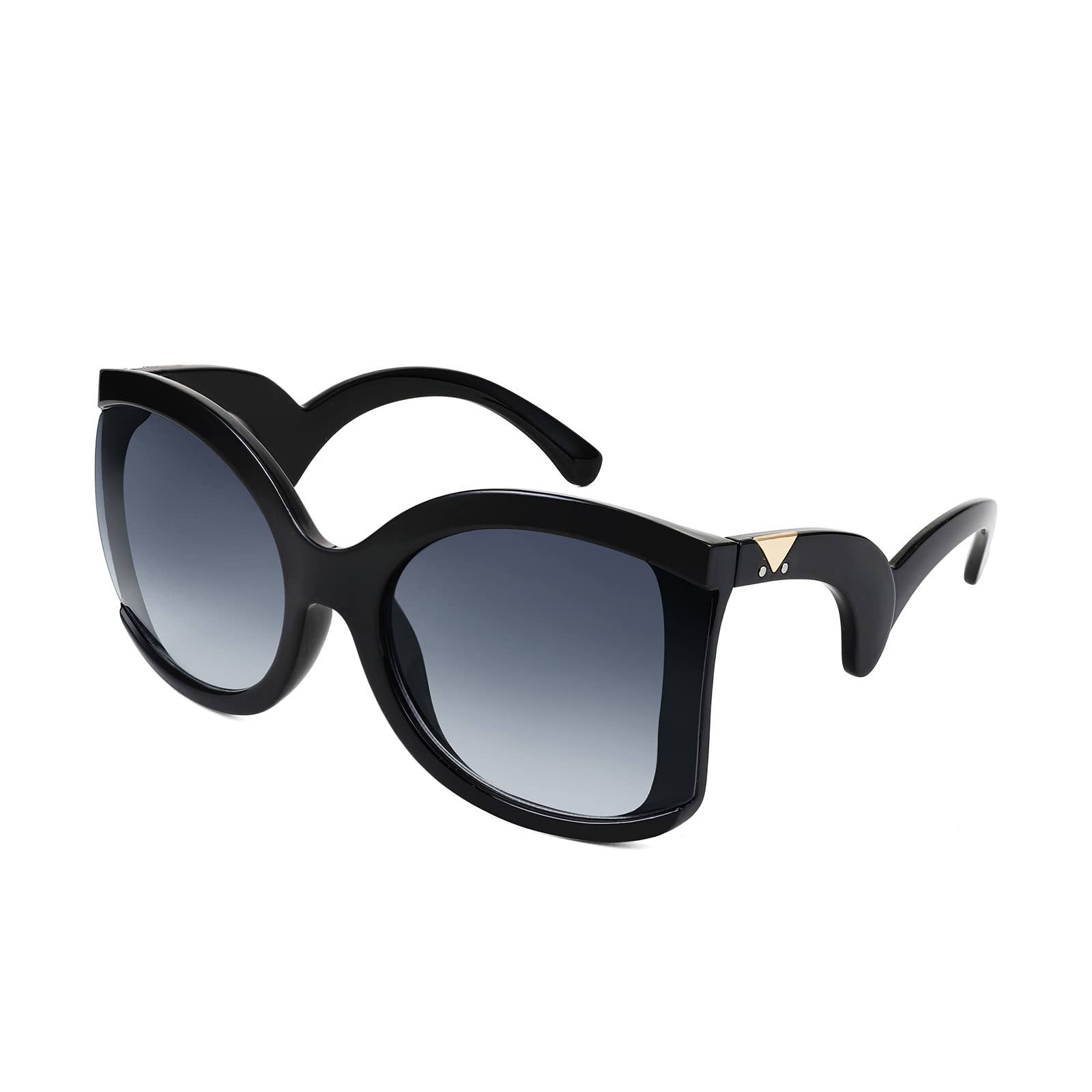 FEISEDY Oversized Square Butterfly Sunglasses Curved Curly Arm Frame Women's Fashion Shades B4035