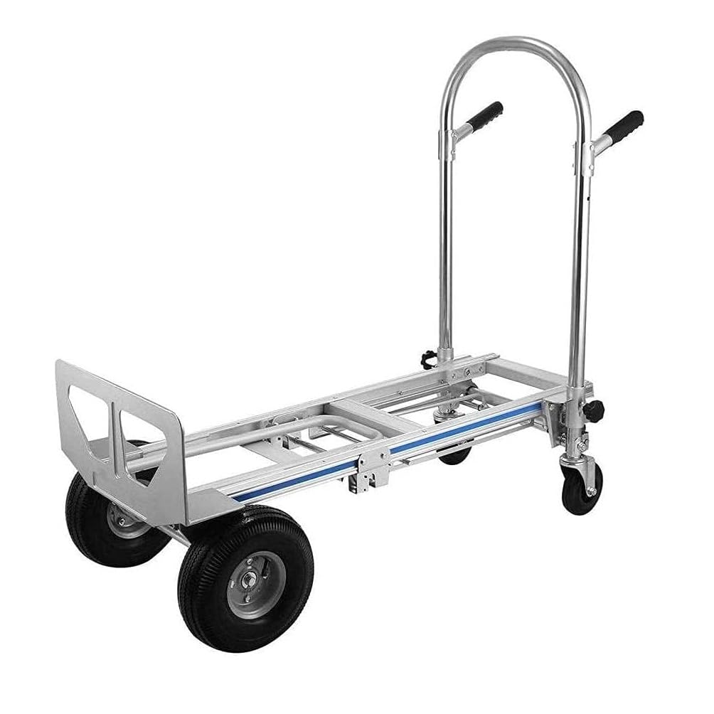 TREPPE Carrello pieghevole 3 in 1 in alluminio ultra resistente - (2 ruote: 200 kg, 4 ruote: 250 kg), ruote robuste senza forature, piattaforma e carrello a mano convertibili