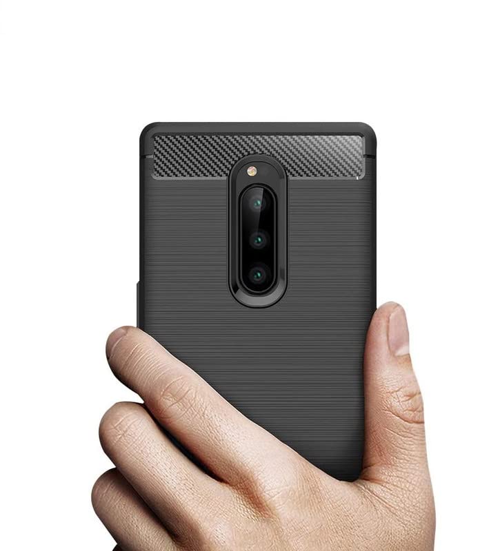 Image of NPRC Hybrid Ultra Slim Protective Case TPU Non-Slip Carbon Fiber Texture Shockproof Case Cover for Sony XZ4 - Black