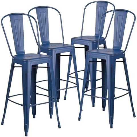 Flash Furniture 4 Pack Antique Blue Barstools Cover
