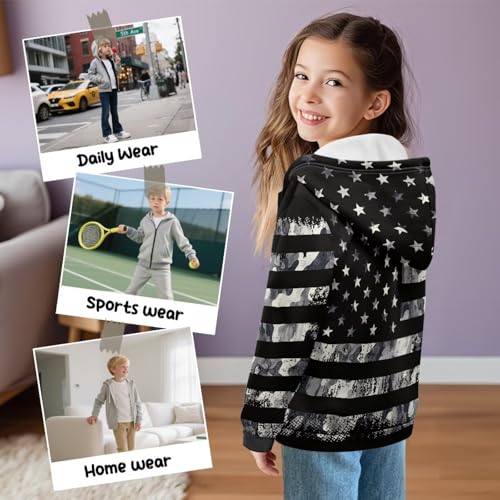 Boys' Long Sleeve Hooded Sweatshirt Zip up Fleece Hoodies with Pockets Winter Athletic Jackets Coat Size 6-163