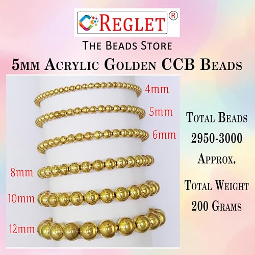 Image of 3000 Pcs Golden Pearl Beads for Jewellery Making Kit | Bead Bracelet Making for Women Girls Kids | Crystal Beads for Craft | Pearls for Craft | 5mm | 200g
