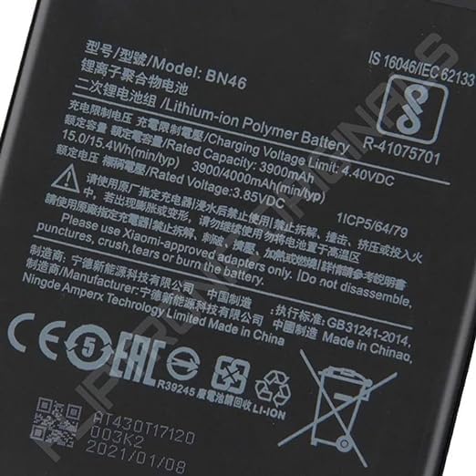 Image of BN46 Battery for Redmi 7 /8 / 6 / Y3 Battery with 1 Year Warranty** (DD50)