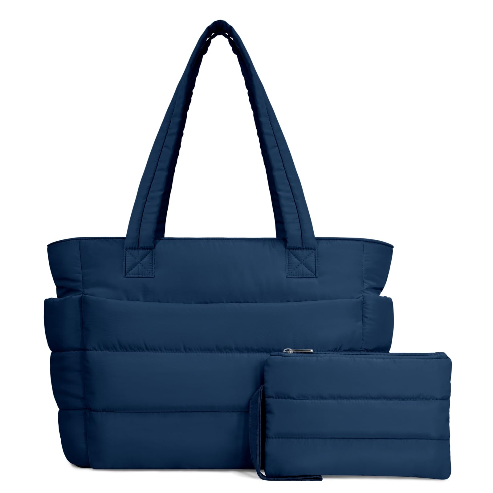 TOPDesign Puffer Tote Bag for Women, Lightweight Puffy Handbag with Compartments, Quilted Shoulder Bag for Work, Travel, Gym
