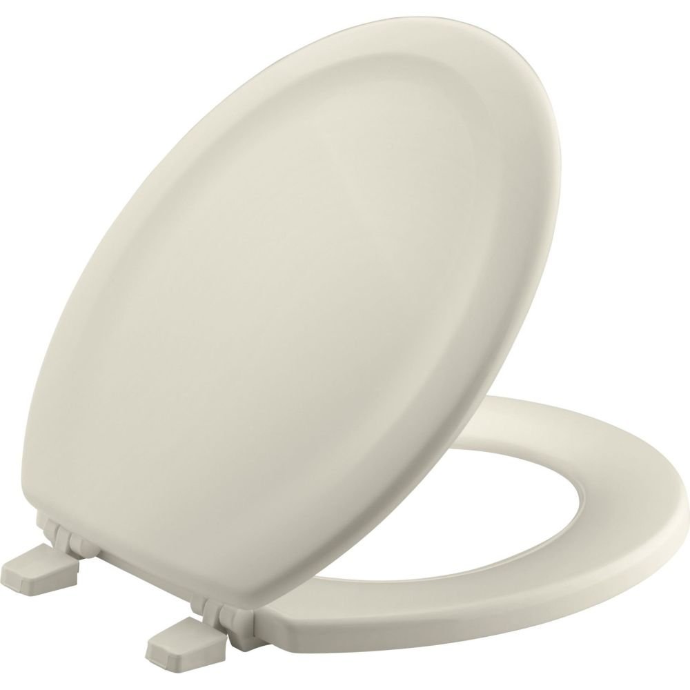 K-4648-47 Stonewood Molded-Wood with Color-Matched Plastic Hinges Round-Front Toilet Seat, Almond