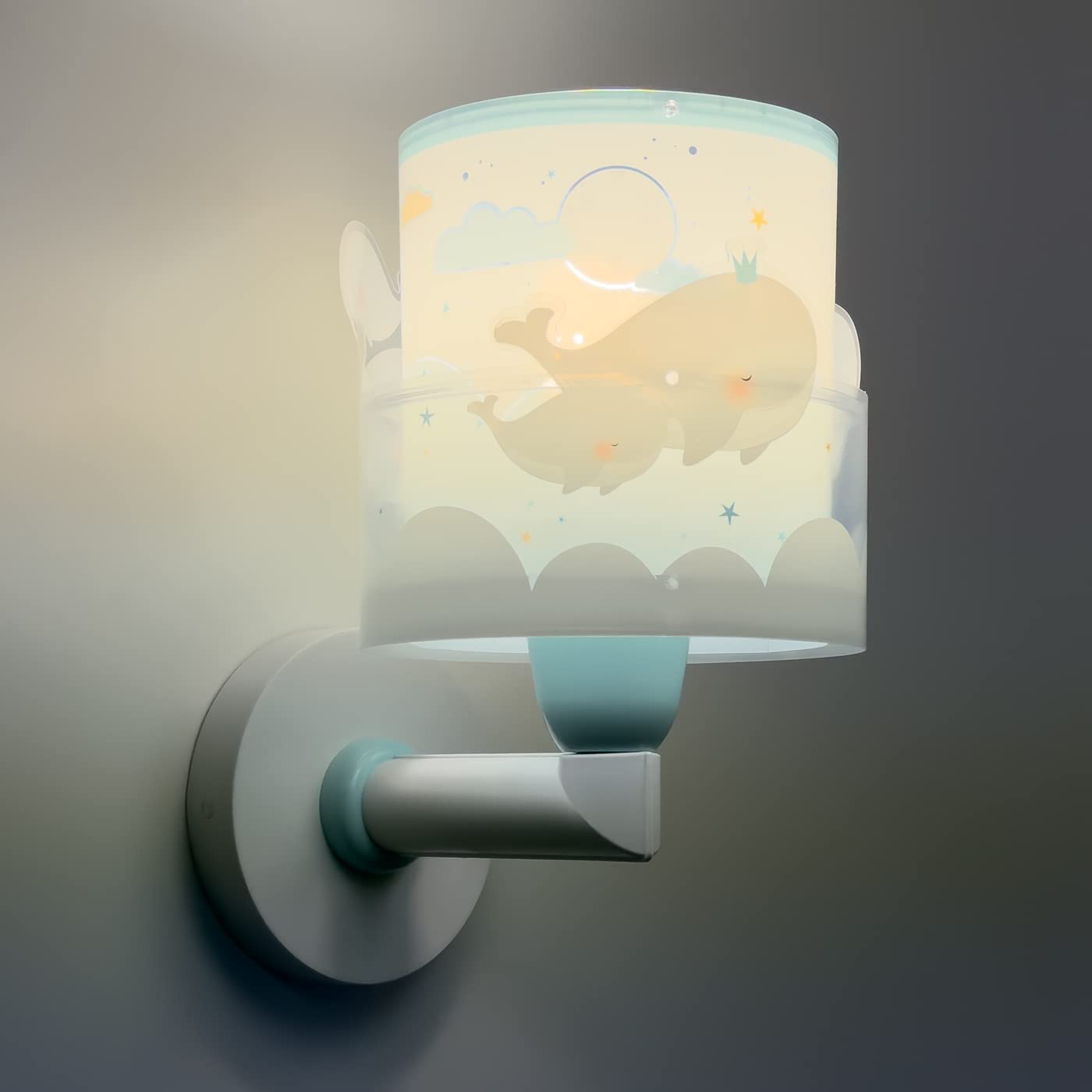 Dalber Lámpara aplique de pared infantil Ballenas Azul animales, 15W, 61179T