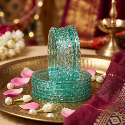 Image of Raindrop Crystal Glass Bangles, Pack of 12