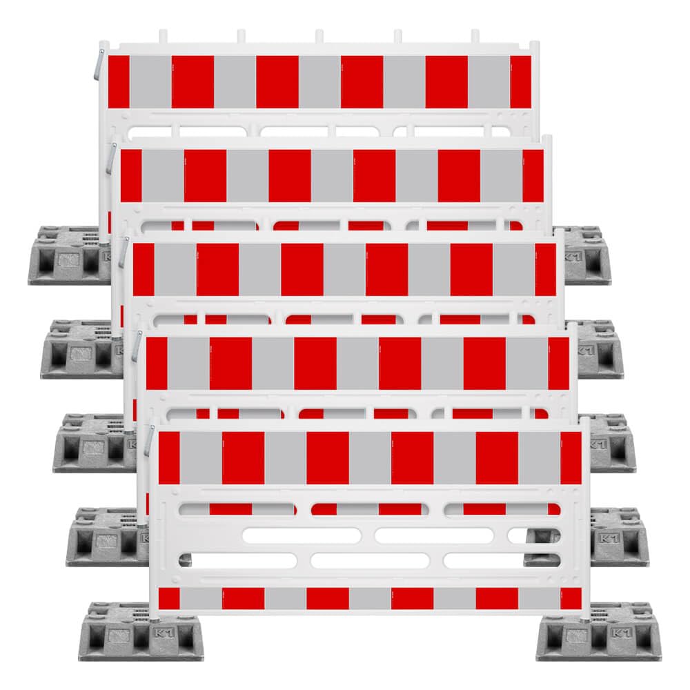 BIGPACK 5 x Komplett-Set TL-Schrankenzaun COBA, rot/weiß, RA1, 211 x 112 cm, Art.-Nr. 611578 | Schrankenzaun | Absperrschranke | Absperrzaun