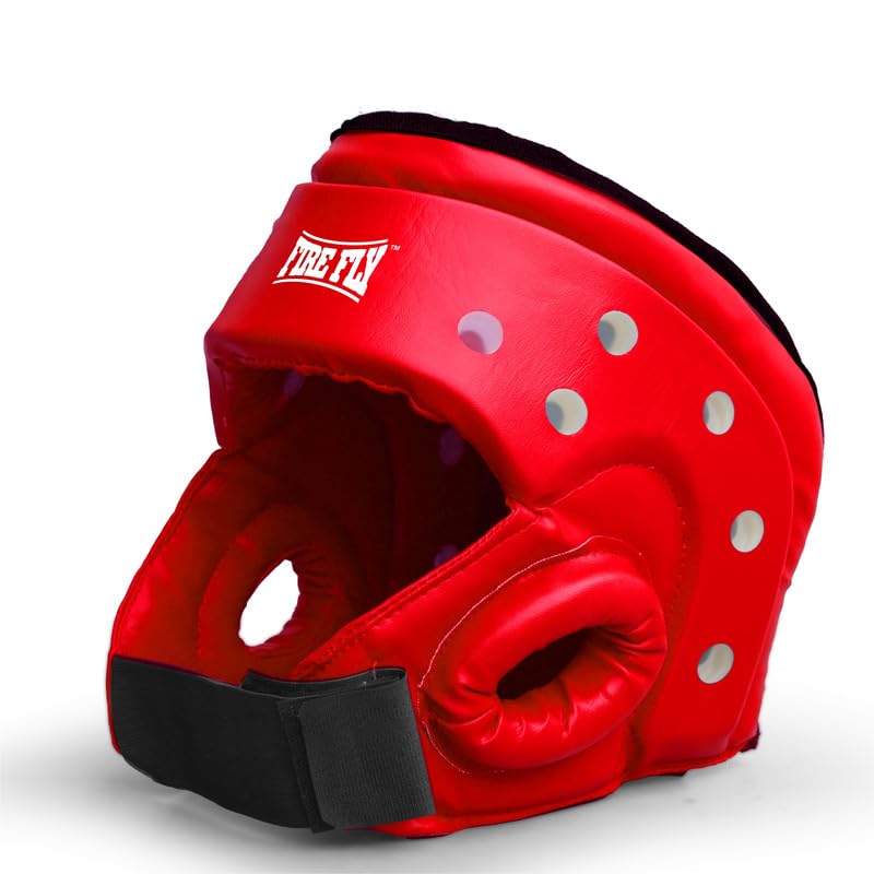 Taekwondo Head Gear/Head Guard/Helmet Face Protector Guard for Karate Taekwondo PU (L, Red)