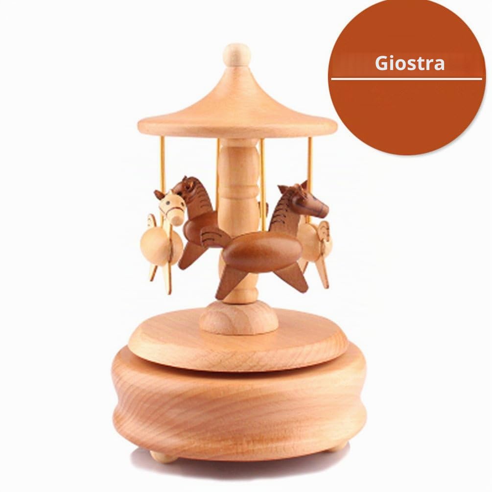 Carillon in Legno massello Carillon in Legno Carillon portagioie Regali di Compleanno Natalizio per Bambini Baby Toddle Carousel Design