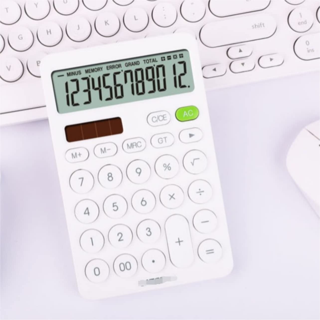 Calcolatrice per Ufficio Calcolatrice Multifunzione A 12 Bit con Display Calcolatrice da Tavolo Calcolatrice Standard Office Scuola(White)