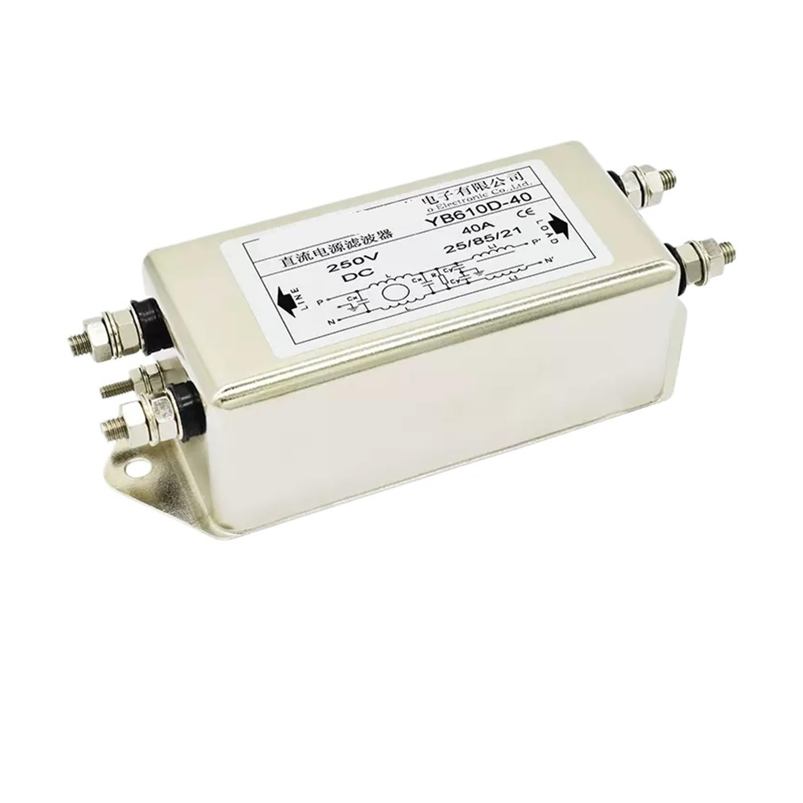 Filtre d'alimentation CC YB610D-40A double section pour protection réseau 12V 24V