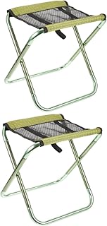BESPORTBLE Cadeira Dobrável Mesa E Cadeiras Banquinho Externo Cadeira Dobrável 2 Peças Cadeiras Dobráveis Mesas E Cadeiras Banco De Trem Metal Verde Portátil Acampamento