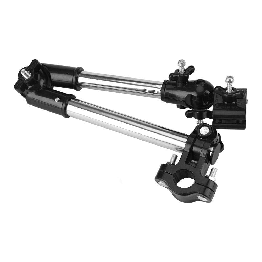 Ombrellino per Passeggino, Regolabile 360 ° Bicicletta Portaombrelli Morsettogancio Gancio Passeggino Parasole Passeggino per Ombrello Passeggino Carrozzina Bicicletta Walker(Nero)