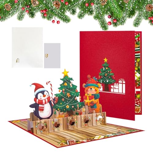 クリスマスカード | * 3D マネーホルダーグリーティングカード 1 枚 |封筒付き | 15 X 20 Cm ホリデーグリーティング用品 子供、ティーン、大人、家族、友人向け