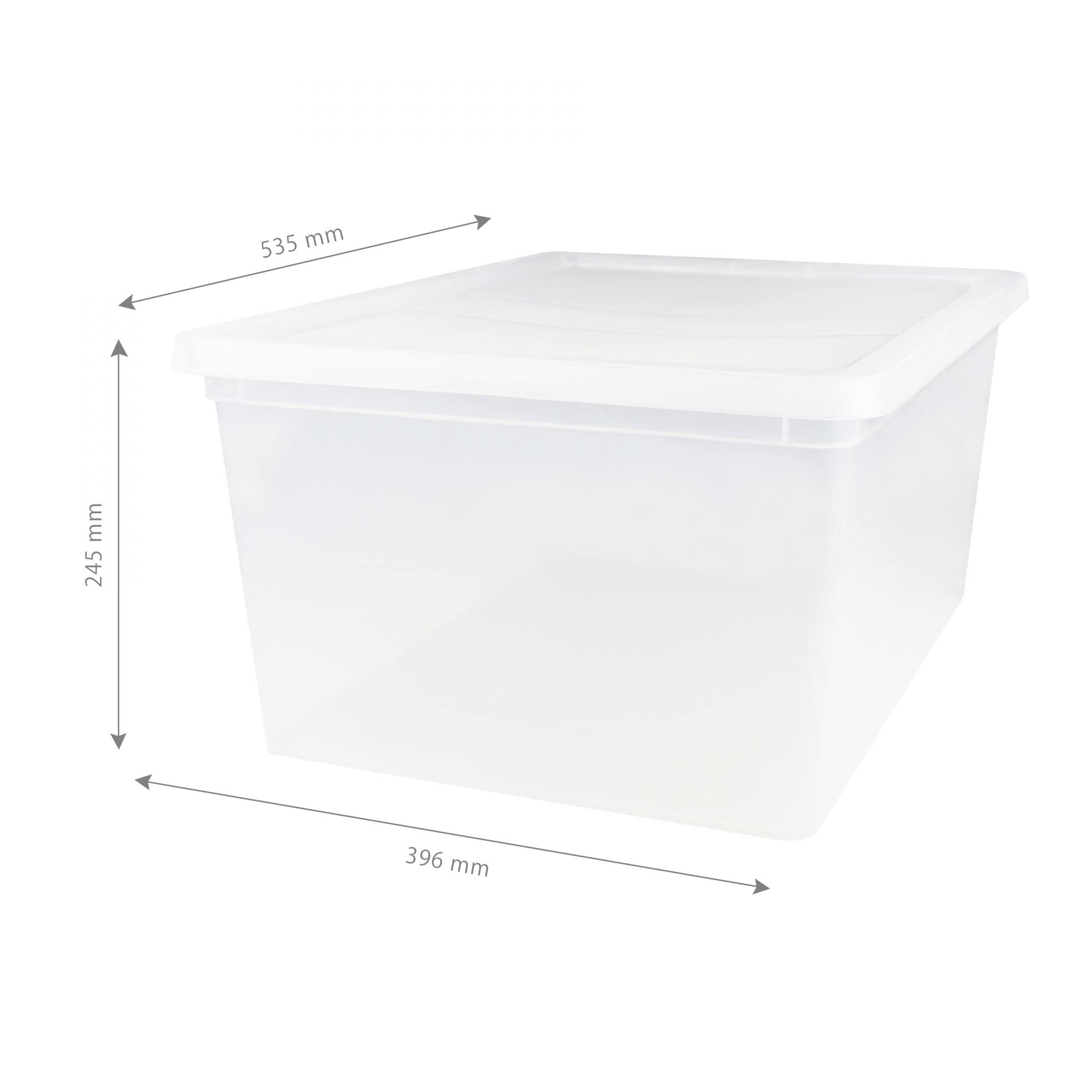 Iris Ohyama, Set di 4 scatole portaoggetti con coperchio NCB-40-4x 40 L - L54 x L39,5 x H24,5 cm - Trasparente