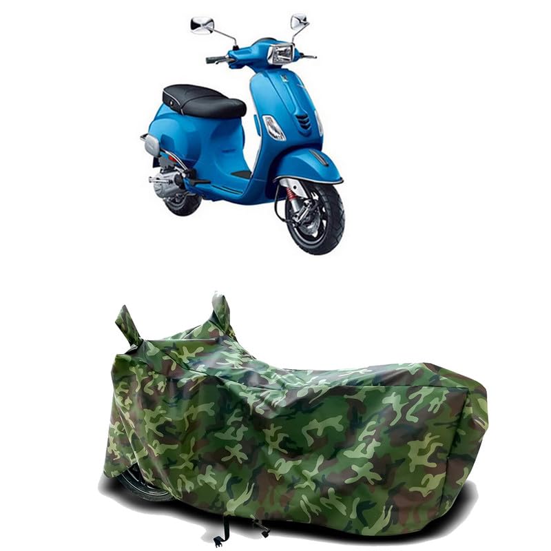 Image of DUFFEL-100% Heat Protection Two Wheeler Bike /Scooty Body Cover for Vespa SXL 125 Water Resistance /UV-Rays /Birds Dropping /Scratchproof /Dust Proof /Waterproof[Green Jungle Print]