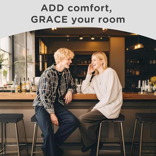 Image of AddGrace Anti-Slip Bar Stool Cushions Square Bar Stool Seat Cushions with Ties Set of 6 Small Square Chair Pads with Machine Washable Cover 12 inchX12 inchX2 inch (Black)