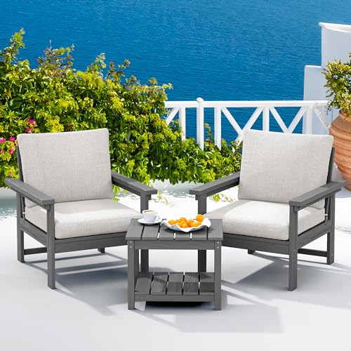 Image of SERWALL HDPE Patio Conversation Set with Side Table