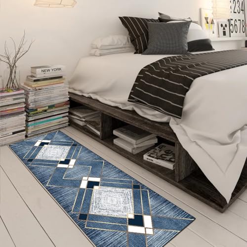 Alfombra de pasillo azul moderna para decorar cocinas y dormitorios amplios 3