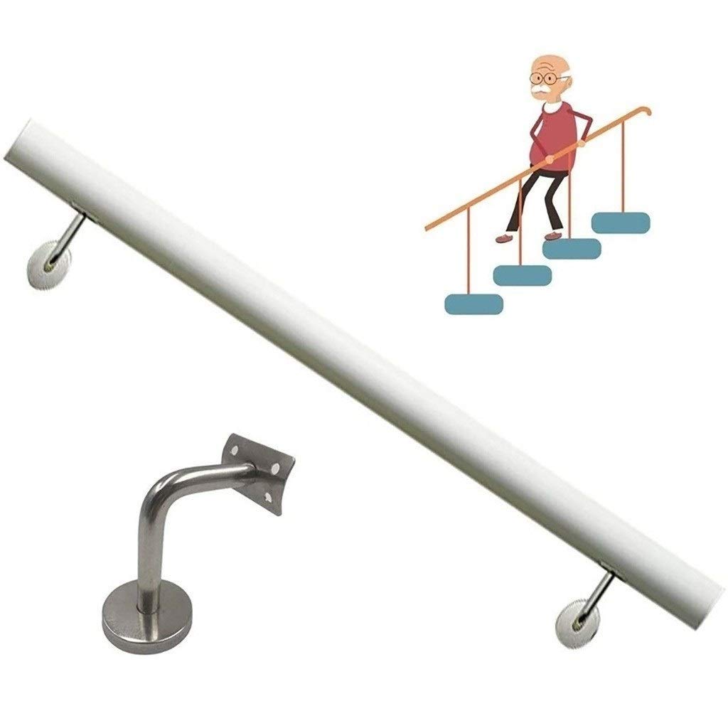 Main courante de tuyau de 300 cm en blanc pour escalier et grenier industriel
