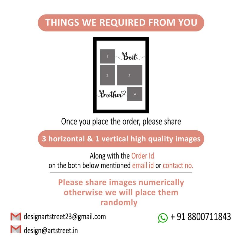 Image of Art Street Customized Best Brother with 4 Photo Collage print for Brother, Rakhi Gifts Photo Frame With Photo Upload, Birthday, Gift for Husband, Couple, Brother, Sister, Parrents(A4)