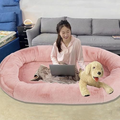 Cama grande para perros humanos, cama de esponja extra cómoda para perros y adultos, tamaño gigante con bolsillo de almacenamiento, perfecta para mascotas y uso humano
