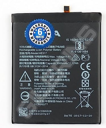 Image of Original HE317 Battery for Nokia 6 / N6 TA-1000 TA-1003 TA-1021 TA-1025 TA-1033 TA-1039 Battery with 6 Month Warranty*****(A018)