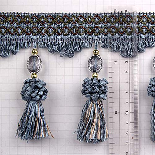 Garniture à Franges, Applique de Garniture Rideau, Pompon 1 mètre for la Couture Rideaux, Perles, Boules, Rubans, Accessoires Bricolage(8)