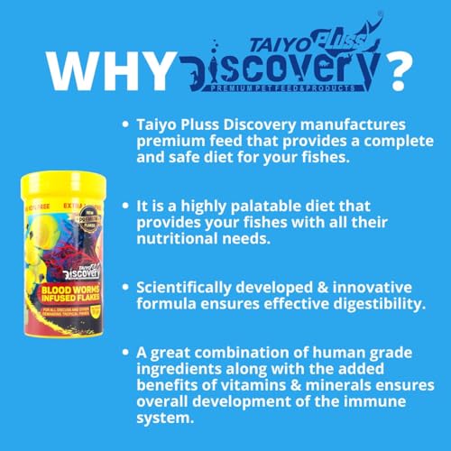 Taiyo-Pluss-Discovery-Premium-Blood-Worms-Infused-Flakes-Fish-Food-55g-50-g-Extra-10-Free-Pack-of-1