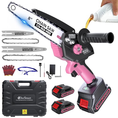 Mini Chainsaw with 1000W Brushless Motor 8 inch & 6 inch 2 Rechargeable Batteries Handheld Small Chain Saw for Wood Cutting Gardening Gifts for Father Dad Men