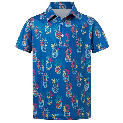 Cuddomper Boys Hawaiian Polo Golf Shirt Cool Pineapple Clothes 7-8 Years - image 5