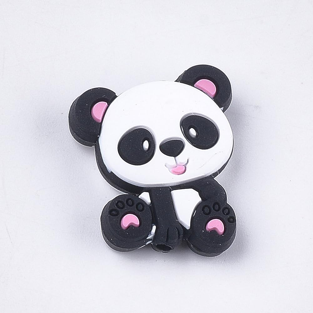 Perles pour bracelets en silicone : lot de 20 pandas noirs pour réparer et créer vos bijoux