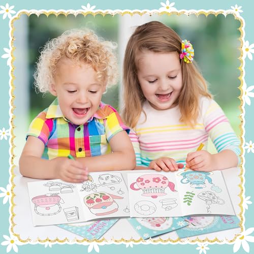 Image of Tea Party Coloring Books for Kids 24Pcs Bulk Tea Time Themed Mini Coloring Booklet DIY Art Drawing Book with Teapots Cups for Toddlers Kids Classroom Birthday Party Favors Goodie Bag Filler