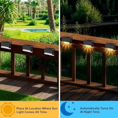 Image of Outside new step Solar Light Outdoor Garden Waterproof Stair Deck Pool Patio Fence Gate Yard Floor Step Railing Window Balcony Sunlight Pathway.(warm yellow) (4)