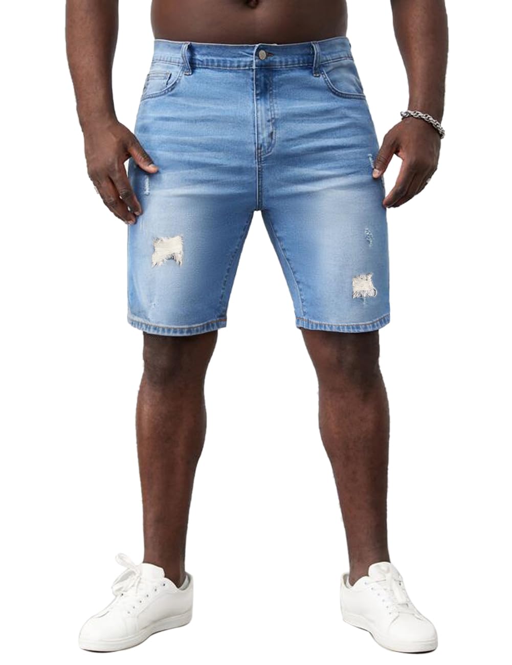 Short Jean Homme Muscle Alive 11 Pouces - Coupe Slim - Tissu Stretch - 5 Poches
