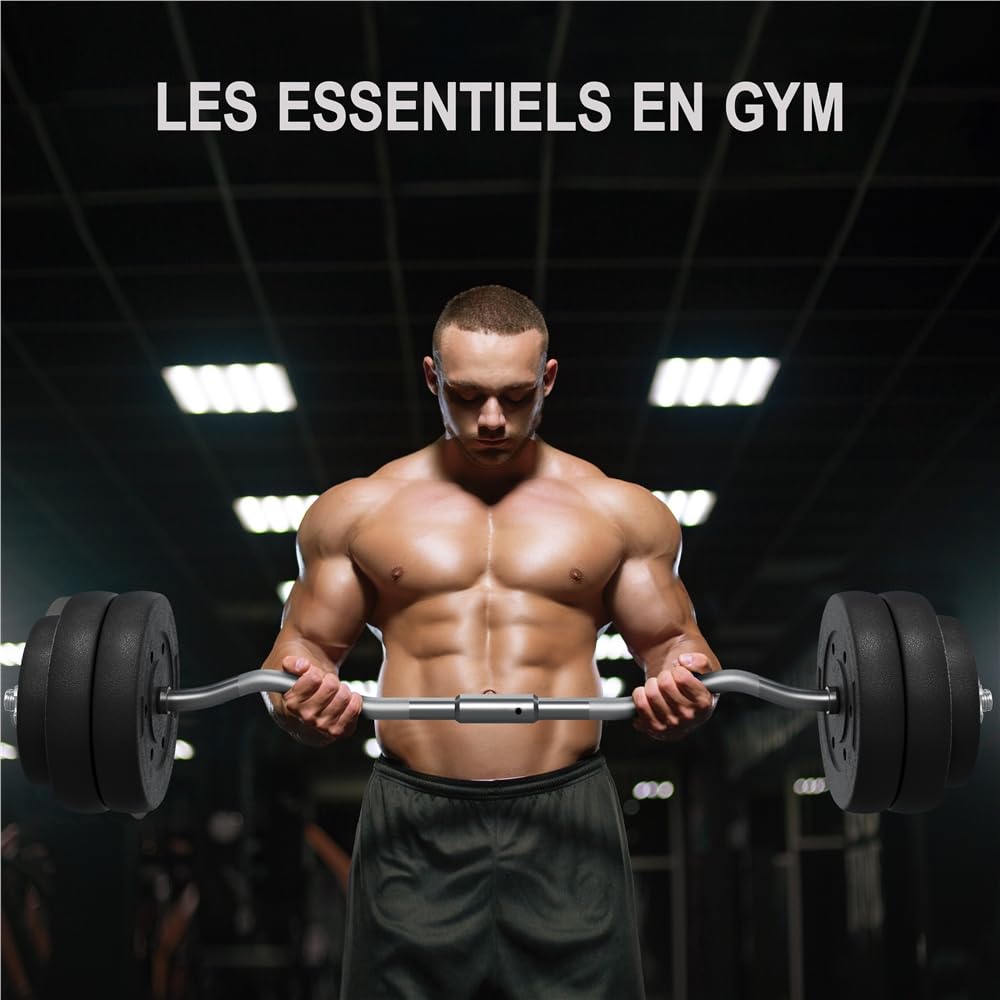 Yaheetech Ensemble d’haltère Kit Barre de Musculation Exercices de Fitness Entraînement à la Maison/Gym