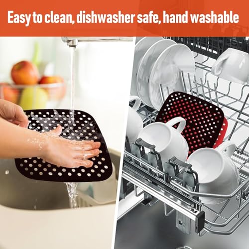 Image of Silicone Air Fryer Liners Non Stick Easy Clean Air Fryer Mats Parchment Paper Replacement for Air Frying Steaming Oven Baking (Combo 3)
