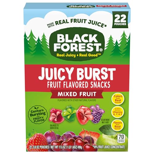Black Forest Juicy Burst Fruit Snacks, Mixed Fruit, 0.8 Ounce Pouches (22 Count)