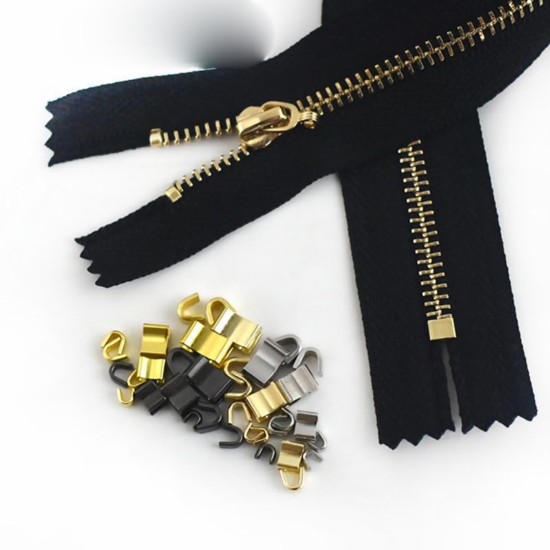 20/50 Sets Metall-Reißverschlussstopper 3# 5# 8# 10# Tasche Kleidung Abschließbarer Reißverschlussschieber Endverschluss Nähen Reparaturset DIY-Hardware-Zubehör-ZA162-Gold, Nr. 10, 50 Sets