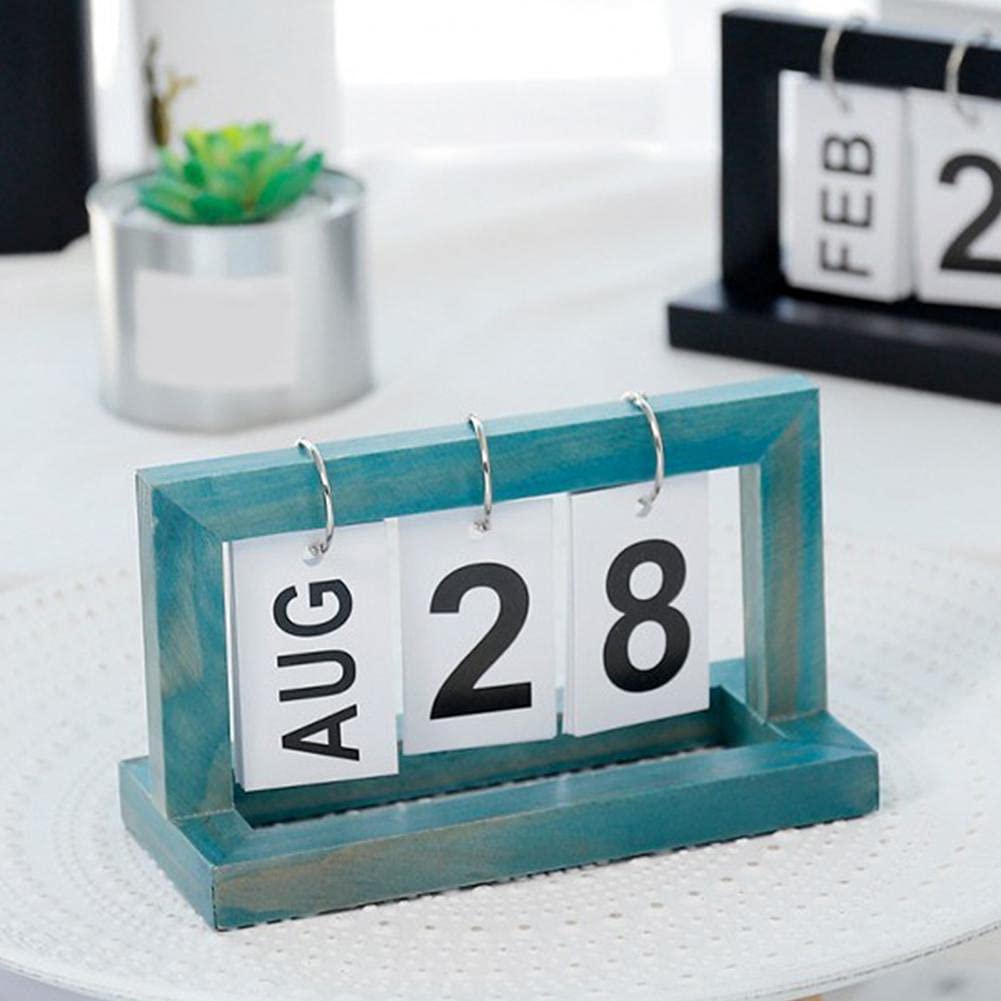 Decorazioni da Tavolo Calendario in Legno con Flip Calendario Memo Agenda giornaliera Planner Home Office Agenda annuale Planner Calendario Decorazioni da Tavolo Ornamenti Ornamento da Tavolo