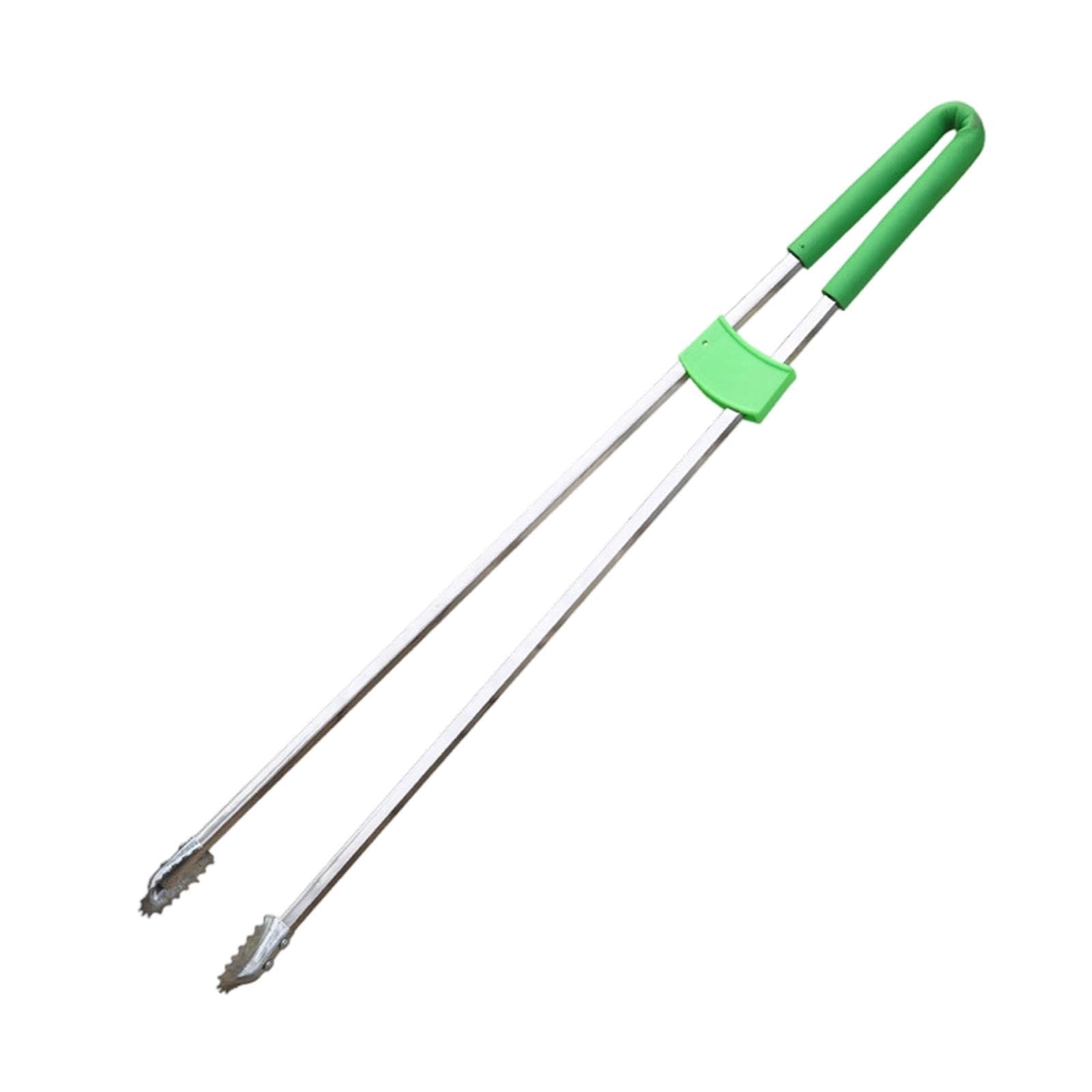 Pince à Déchets Double Tige Acier Inoxydable 91cm, Ramasse-Détritus Longue Portée pour Personnes Âgées, Outil Nettoyage Ergonomique, pour Rue, Jardin Ou Étang, Tige En Acier