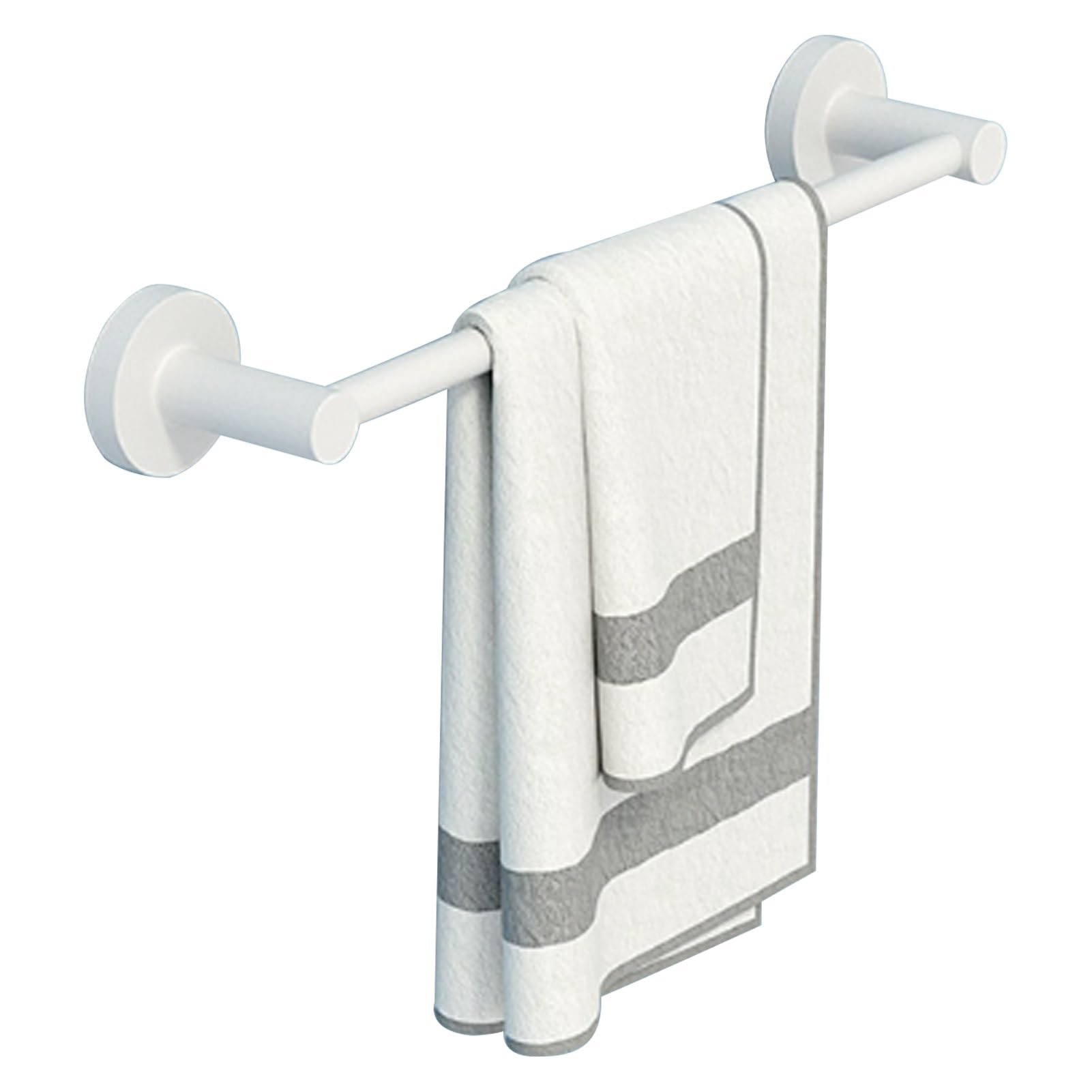 Toallero redondo de acero inoxidable de 60 cm, para colgar en la pared, para baño y cocina, toallero y percha, acabado blanco moderno, diseño que ahorra espacio