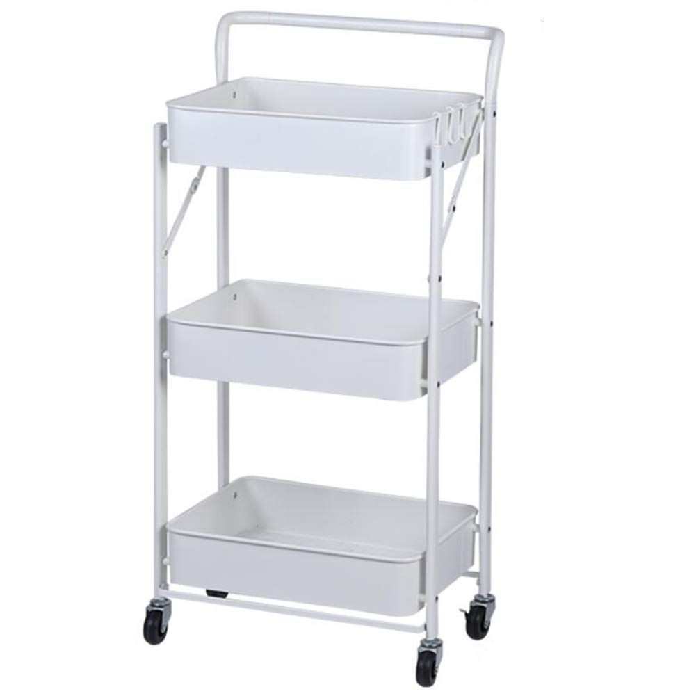 Buy Storage Trolley,3 Tier Foldable Kitchen Trolley Cart Slim Rolling